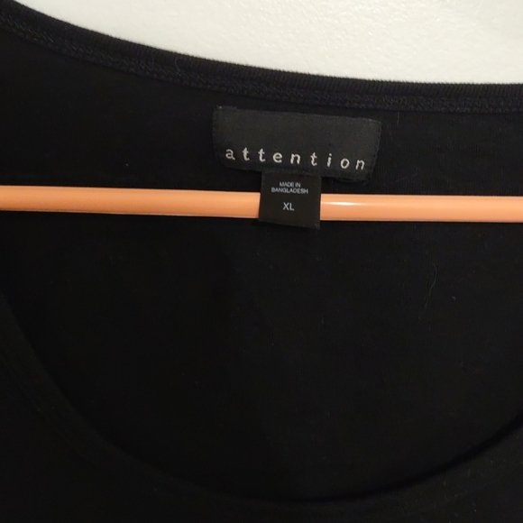 Solid Black Attention Short Sleeves Blouse Size XL 100% Cotton Super Comfy - Picture 4 of 10